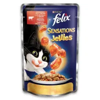 Wet food for cats Purina Felix Sensations Jellies in jelly with beef and tomatoes 100 g (7613035469624)