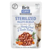 Вологий корм для кішок Brit Care Cat pouch для стерилізованих 85 г (качка та індичка в желе) (8595602540549)