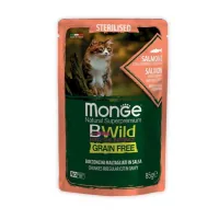 Wet food for cats Monge BWild Cat Free Wet Sterilized salmon with shrimp 85 g (8009470012782)
