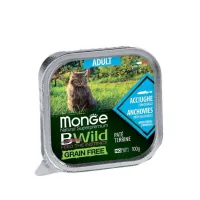Pate for cats Monge BWild Grain Free Wet Anchovies Adult Cat 100 g (8009470012874)