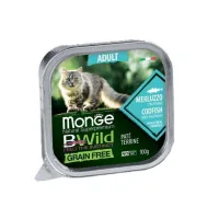 Pate for cats Monge BWild Grain Free Wet Cod Fish Adult Cat 100 g (8009470012867)