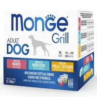 Wet food for dogs Monge Dog Grill Mix Chicken and Turkey, Beef, Cod Fish 12*100 g (8009470017510)