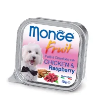 Canned food for dogs Monge DOG FRUIT chicken with raspberries 100 g (8009470013215)