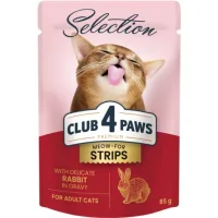 Вологий корм для кішок Club 4 Paws Selection Плюс Полоски с кроликом в соусе 85 г (4820215368087)