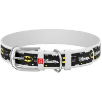 WAUDOG Design pet collar with QR passport "Batman 3" XL W 35 mm L 46-60 cm (white) (0035-1005-15)