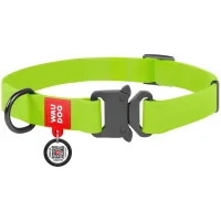 Collar for animals WAUDOG Waterproof with QR passport M W 20 mm L 24-40 cm (green) (27935)