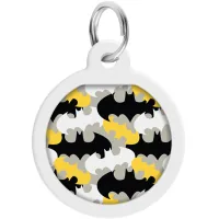 Address book for animals WAUDOG Smart ID with QR passport "Batman pattern", circle 25 mm (0625-1020ru-eng)