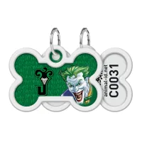 Address book for animals WAUDOG Smart ID with QR passport "Joker green", bone 40x28 mm (0640-1005)