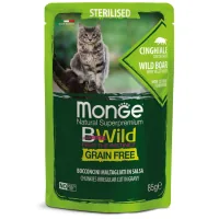 Wet food for cats Monge Cat Bwild GR.FREE Wet Sterilized wild boar meat with vegetables 85 g (8009470012805)