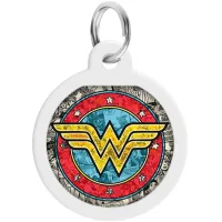 Address book for animals WAUDOG Smart ID with QR passport "Wonder Woman 2", circle 25 mm (0625-1013ru-eng)