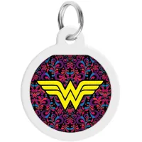Address book for animals WAUDOG Smart ID with QR passport "Wonder Woman 3", circle 25 mm (0625-1018ru-eng)