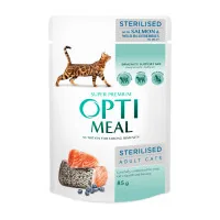 Optimeal wet cat food for spayed/neutered cats with salmon and blueberries in jelly 85 g (4820269140141)