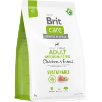 Сухий корм для собак Brit Care Dog Sustainable Adult Medium Breed з куркою та комахами 3 кг (8595602558698)