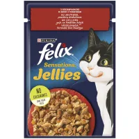 Wet food for cats Purina Felix Sensations Jellies with beef and tomatoes in jelly 85 g (7613039831724)