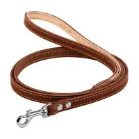 Leash for dogs Collar single with stitching W 12 mm L 122 cm brown (04486)