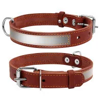 Collar for animals Collar with reflective tape W 20 mm L 32-40 cm brown (01556)