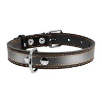 Collar for animals Collar with reflective tape W 35 mm L 48-63 cm black (02981)