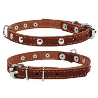 Collar for animals Collar single with decorations W 12 mm L 24-32 cm brown (00236)