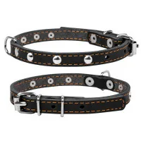Collar for animals Collar single with decorations W 12 mm L 24-32 cm black (00231)