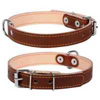 Collar for animals Collar double W 20 mm L 32-40 cm brown (01416)