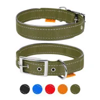 Collar for animals Dog Extreme double with reflective insert W 14 mm L 27-35 cm khaki (670231)