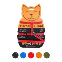 Dog Extreme nylon cat harness with leash W 10 mm L 110 cm red (42853)