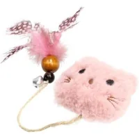Cat toy Hippie Pet Teddy bear with feather pink 11 cm (HIPCT2304102-1)