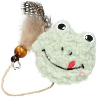 Toy for cats Hippie Pet Plush frog with a feather green 11 cm (HIPCT2304102-2)