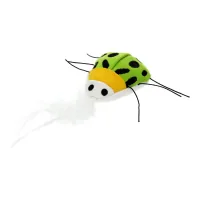Cat toy Hippie Pet Beetle with white feathers 7.5 cm (HIPCT2304039B)