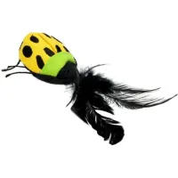 Cat toy Hippie Pet Beetle with black feathers 7.5 cm (HIPCT2304039J)