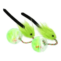 Toy for cats Hippie Pet Balls with a mouse green 26 cm 2 pcs (HIPCT18026Z)