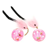 Toy for cats Hippie Pet Balls with a mouse pink 26 cm 2 pcs (HIPCT18026RO)