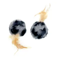 Toy for cats Hippie Pet Balls with feathers black and gray 6 cm 2 pcs (HIPCT14167)