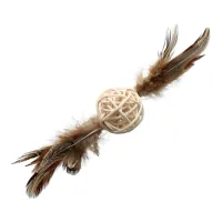 Cat Toy Hippie Pet Rattan Ball with Feathers 14cm (HIPCT2304072)