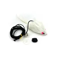 Іграшка для котів Hippie Pet Мишка з мотузкою біла 8 см (HIPCT2304006B)
