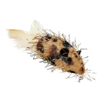 Іграшка для котів Hippie Pet Мишка з плямками та пір'ям коричнева 7.5 см (HIPCT2304065RU)