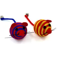 Іграшка для котів Hippie Pet Мишки смугасті різнокольорові 4 см 2 шт (HIPCT18040)