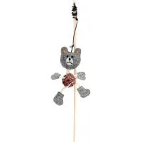 Іграшка для котів Hippie Pet Вудка з ведмедиком сіра 40 см (HIPCW2303010-1)