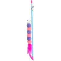 Іграшка для котів Hippie Pet Вудка-гусінь рожева з фіолетовим 30 см (HIPCW2303036G)