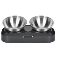 Dishes for cats Lapka Double feeder with metal bowls (LPK-27)