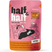 Вологий корм для кішок Half&Half для кошенят з куркою та гарбузом в соусі 85 г (4820261921946)