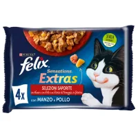 Wet food for cats Purina Felix Sensations Extras with beef and chicken 4x85 g (7613287487377)