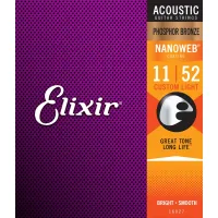 Струни для гітари Elixir 16027 Nanoweb Phosphor Bronze Acoustic Custom Light (11-52) (240662)