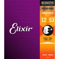 Струни для гітари Elixir 16052 Nanoweb Phosphor Bronze Acoustic Light (12-53) (240663)
