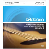 Guitar strings D'Addario Acoustic Bass Phosphor Bronze Light 5-String (45-130) (EPBB170-5)