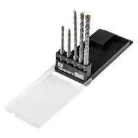 Graphite concrete drill set, SDS Plus, 5x6x110mm, 6x8x10x160mm, case, 5pcs (56T169)