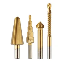 Graphite TiN drill set, step, reamer, cutter, countersink, 4pcs, 0.098kg (54T301)
