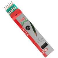 H-Tone HB graphite pencil, plastic, with eraser, green, 12 pcs (PENCIL-HT-JJ30104)
