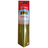 H-Tone HB graphite pencil, three-sided, with eraser, yellow and black, pack of 12 (PENCIL-HT-JJ30129)