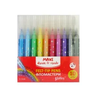 Maxi felt-tip pens with sequins, 10 colors (MX15201)